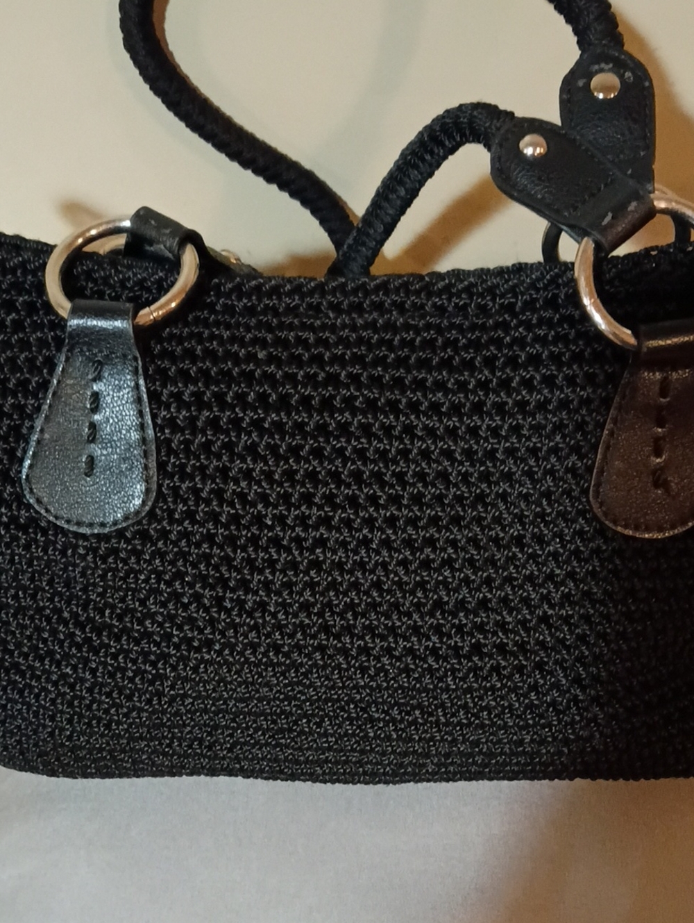 Lina Black Woven Tote with Silver Rings